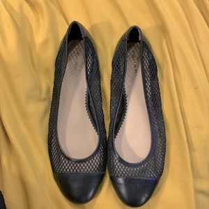Tahari Black Leather Sole Ballet Flats